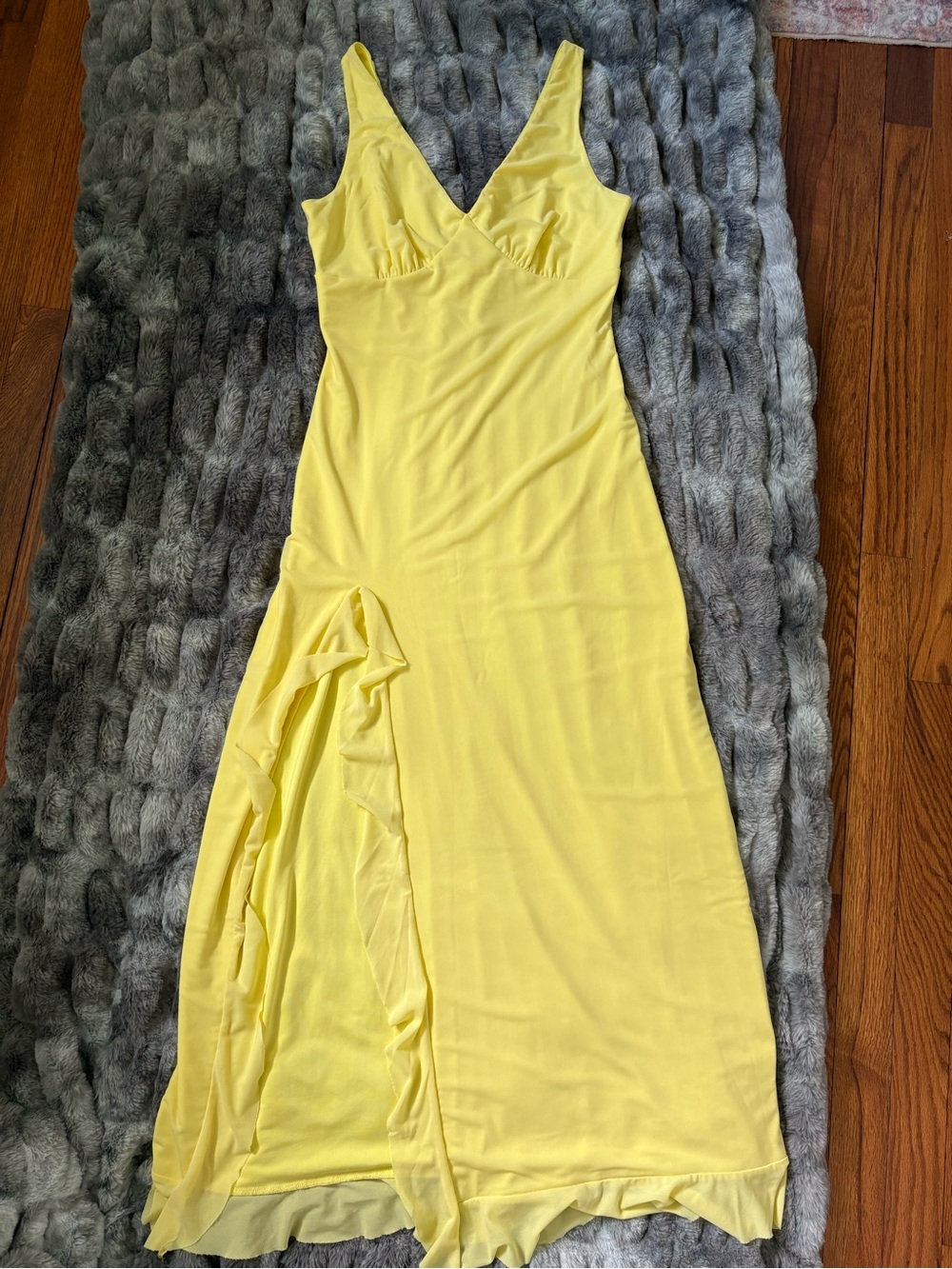 Yellow V-Neck Slit Maxi Dress - Women